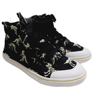 🍒 Gymboree High Top Dinosaur Skeleton Bones Shoes Sneakers Black Big Kids Sz 1